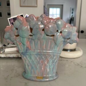 Vintage ROYAL HAEGAR Early Mauve Agate 9" x 11" Fruit Basket Pillow Vase